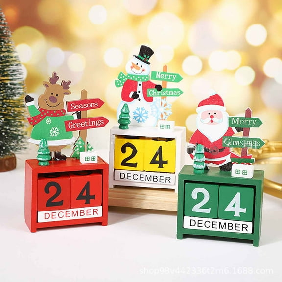 Xuniizn Christmas Calendar Countdown Decorations Christmas Snowman Christmas Wooden Christmas Deer Display Window Decoration, Plastic