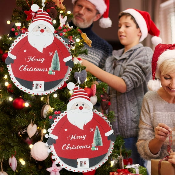 Xuniizn Christmas Countdown 24 Days Calendar Xmas Wooden Advent Calendar Christmas Countdown Ornament Decoration, Wood, Red