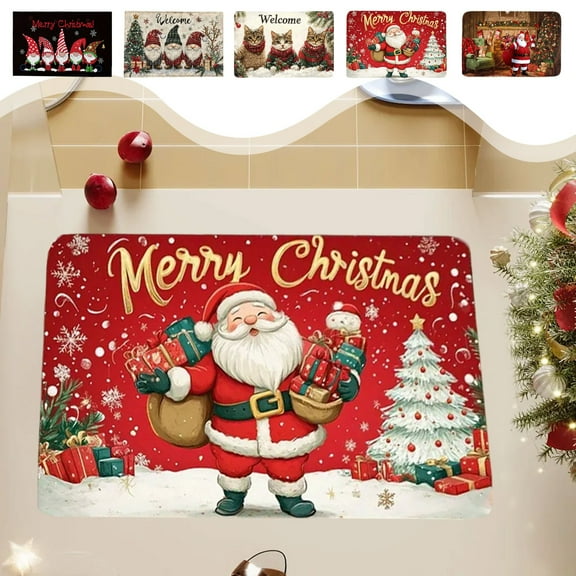Xuniizn Christmas Door Mat Outdoor, Non-Slip Christmas Welcome Mat, Absorbent Christmas Doormat for Outdoor Entrances Front Door, Christmas Decorations for Home (16"x24" Merry Christmas!)