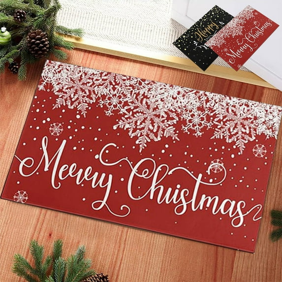 Xuniizn Christmas Door Mat Xmas Welcome Christmas Mat Non-Slip and Washable Winter Doormat Rubber Back Snowflakes Door Mat Rugs for Indoor Outdoor, Christmas Decorations for Home