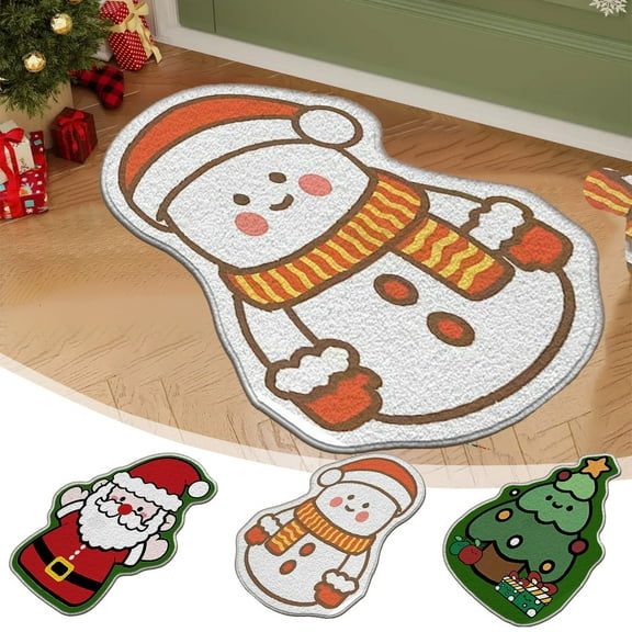 Xuniizn Christmas Door Mat Xmas Welcome Christmas Mat Non-Slip and Washable Winter Doormat Rubber Back Snowflakes Door Mat Rugs for Indoor Outdoor, Christmas Decorations for Home