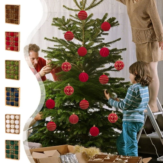 Xuniizn Christmas Ornaments 12Pcs Christmas Ball Ornaments with Strings, 2.4"Shatterproof Christmas Bulbs, Hanging Decorations for Xmas Tree, Holiday, Wedding, Party, Red