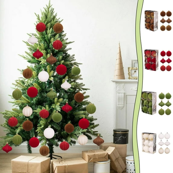 Xuniizn Christmas Ornaments 6Pcs Christmas Ball Ornaments with Strings, 3.2"Shatterproof Christmas Bulbs, Hanging Decorations for Xmas Tree, Holiday, Wedding, Party, Green