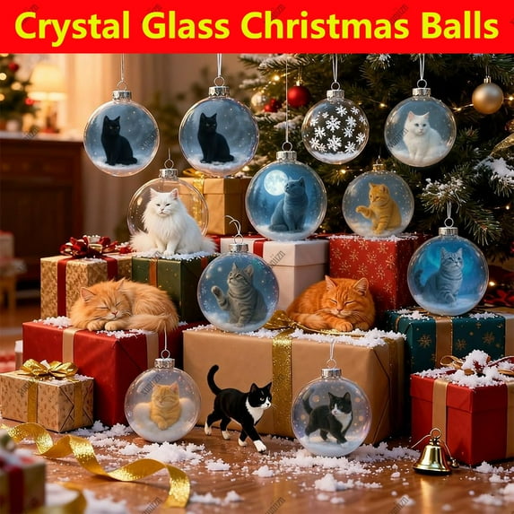 Xuniizn Christmas Ball Ornaments Crystal Glass Christmas Tree Ornaments for Hanging Decorations, Shatterproof Christmas Ornaments Set for Xmas Tree, Holiday, Wedding, Party, White