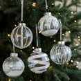 thumbnail image 1 of Xuniizn Christmas Ornaments Set - 3.14in Plastic Transparent Ball Christmas Ball Striped Stickys Whites Pearl Hanging Ball Christmas Tree Decoration, Clear, 1 of 7