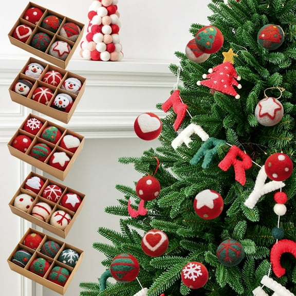 Xuniizn Christmas Ornaments Set - 6PCS Christmas Ornaments DIY Kit 5CM Festive Tree Decorations With Snowflake And Holiday Patterns Handmade Xmas Crafts Balls Hanging Decor, Red