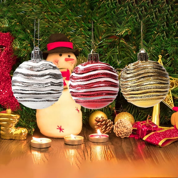 Xuniizn Christmas Ornaments Set - 6pcs Christmas Ball Glitter Balls Holiday, Gold