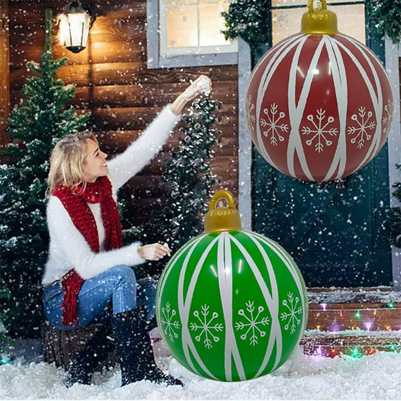 Xuniizn Christmas Ornaments Set - Inflatable Christmas Balls Christmas Outdoor Inflatables Ornaments 25inch Thickened PVC Inflatable Christmas Decorated For Christmas Holiday, Green