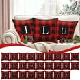 thumbnail image 1 of Xuniizn Christmas Pillow Covers 18x18", 26 Letters Plaid Print Decorative Throw Pillow Cases for Couch Sofa Bed Holiday Decor, Christmas Decorations for Home, K, 1 of 4