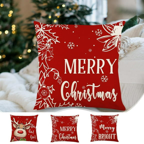 Xuniizn Christmas Pillow Covers 18x18" - Holiday Decorative Throw Pillow Cases for Couch, Sofa, Bed Seasonal Christmas Decorations for Home
