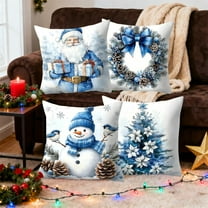 Xuniizn Christmas Pillow Covers 18x18 inch Xmas Decorations Soft Plush Faux Fur Wool Christmas Throw Pillow Cases Winter Holiday Decor for Sofa Living Room, Blue