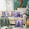 thumbnail image 1 of Xuniizn Christmas Pillow Covers 18x18 inch Xmas Decorations Soft Plush Faux Fur Wool Christmas Throw Pillow Cases Winter Holiday Decor for Sofa Living Room, Purple, 1 of 7
