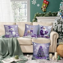 Xuniizn Christmas Pillow Covers 18x18 inch Xmas Decorations Soft Plush Faux Fur Wool Christmas Throw Pillow Cases Winter Holiday Decor for Sofa Living Room, Purple