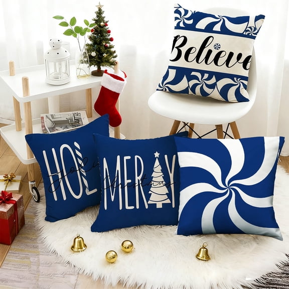 Xuniizn Christmas Pillow Covers 18x18 inch Xmas Decorations Soft Plush Faux Fur Wool Christmas Throw Pillow Cases Winter Holiday Decor for Sofa Living Room