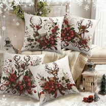 Xuniizn Christmas Pillow Covers 18x18 inch Xmas Decorations Soft Plush Faux Fur Wool Christmas Throw Pillow Cases Winter Holiday Decor for Sofa Living Room