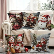 Xuniizn Christmas Pillow Covers 18x18 inch Xmas Decorations Soft Plush Faux Fur Wool Christmas Throw Pillow Cases Winter Holiday Decor for Sofa Living Room