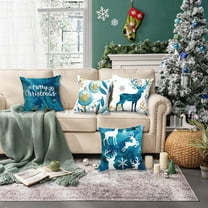 Xuniizn Christmas Pillow Covers 18x18 inch Xmas Decorations Soft Plush Faux Fur Wool Christmas Throw Pillow Cases Winter Holiday Decor for Sofa Living Room