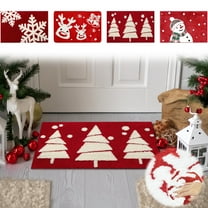 Xuniizn Christmas Rug Outdoor Christmas DoorMat, 100%Polyester Christmas Door Mat, Red & White Snowflake Christmas Rugs for Living Room, 24x16" Christmas Mat Holiday Collection Front Porch Entryway