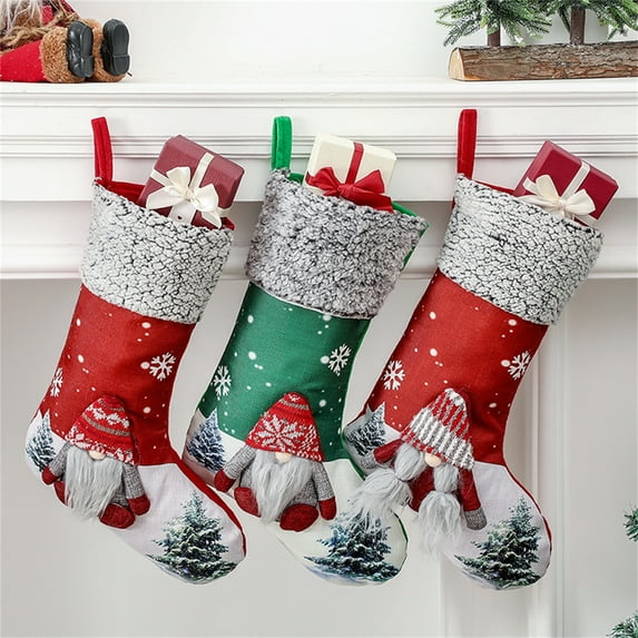 Xuniizn Christmas Stockings Bulk, Assorted Festive Xmas Stockings for Fireplace Mantel Decor, Traditional Holiday Ornaments, Christmas Decorations for Home, Cloth