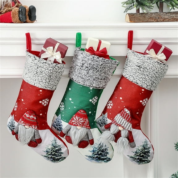 Xuniizn Christmas Stockings Bulk, Assorted Festive Xmas Stockings for Fireplace Mantel Decor, Traditional Holiday Ornaments, Christmas Decorations for Home, Cloth