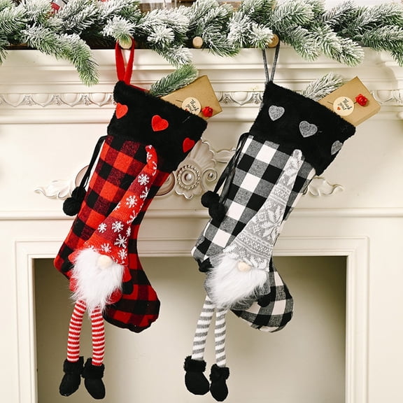 Xuniizn Christmas Stockings Bulk, Assorted Festive Xmas Stockings for Fireplace Mantel Decor, Traditional Holiday Ornaments, Christmas Decorations for Home, Cloth, Red