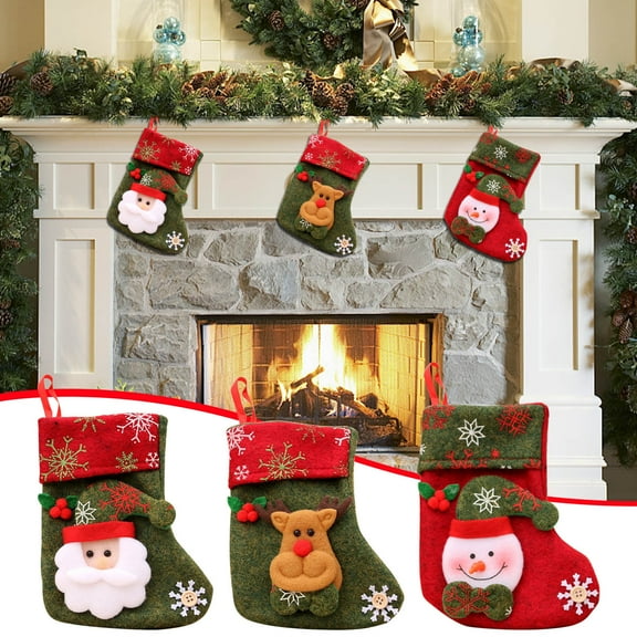 Xuniizn Christmas Stockings Bulk, Assorted Festive Xmas Stockings for Fireplace Mantel Decor, Traditional Holiday Ornaments, Christmas Decorations for Home, Cloth