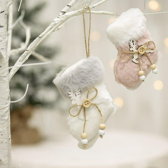 Xuniizn Christmas Stockings Bulk, Assorted Festive Xmas Stockings for Fireplace Mantel Decor, Traditional Holiday Ornaments, Christmas Decorations for Home, Cloth, Pink