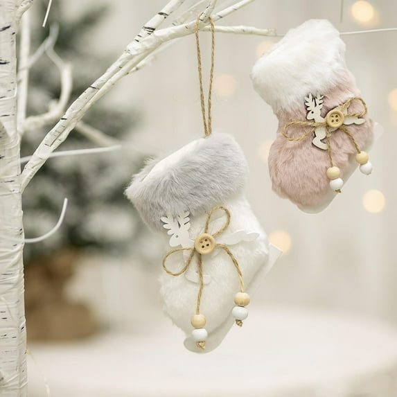 Xuniizn Christmas Stockings Bulk, Assorted Festive Xmas Stockings for Fireplace Mantel Decor, Traditional Holiday Ornaments, Christmas Decorations for Home, Cloth, Pink