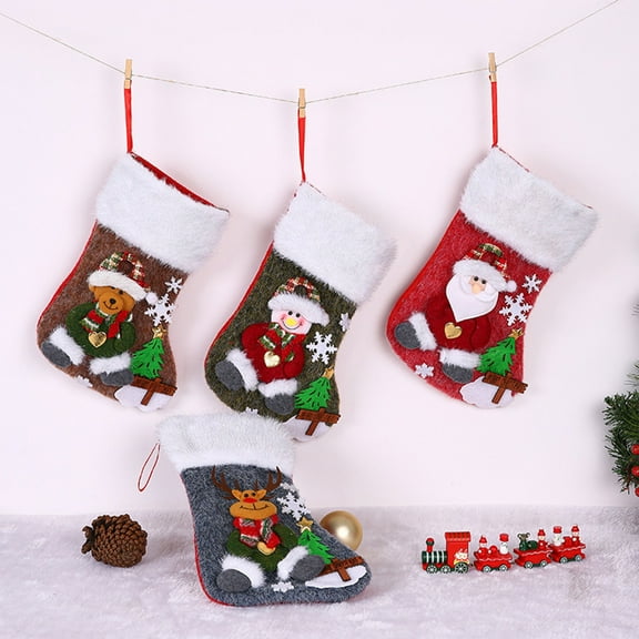 Xuniizn Christmas Stockings Bulk, Assorted Festive Xmas Stockings for Fireplace Mantel Decor, Traditional Holiday Ornaments, Christmas Decorations for Home, Cloth