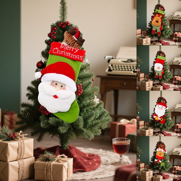 Xuniizn Christmas Stockings Bulk, Assorted Festive Xmas Stockings for Fireplace Mantel Decor, Traditional Holiday Ornaments, Christmas Decorations for Home, Polyester