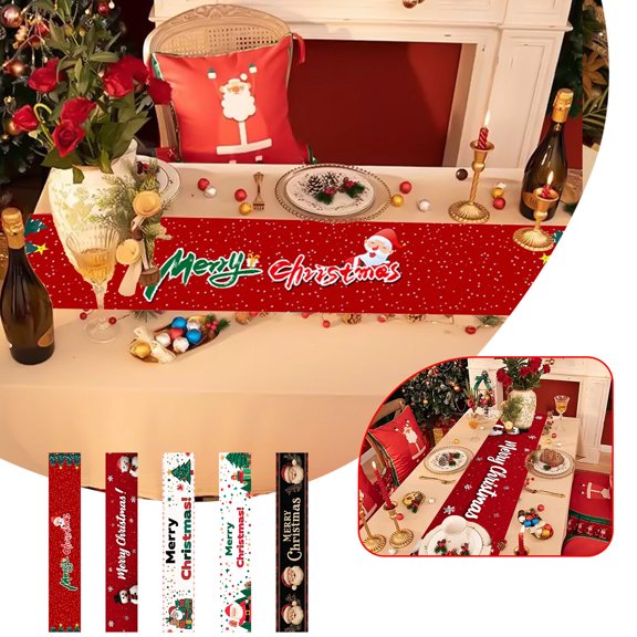 Xuniizn Christmas Tablecloth Wrinkled Cheesecloth Christmas Tablecloths - 72x13" Bohemian Christmas Table Cloth Rectangular Table Cover for Holiday, Wedding Party Christmas Decorations for Home