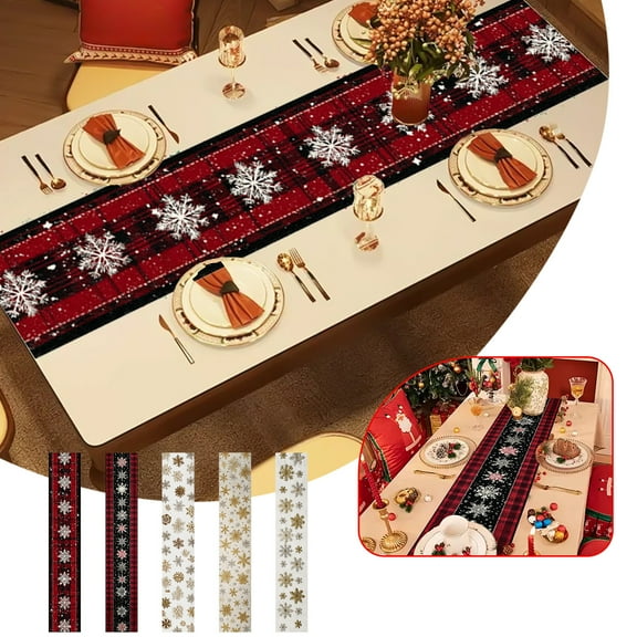 Xuniizn Christmas Tablecloth Wrinkled Cheesecloth Christmas Tablecloths - 72x13" Bohemian Christmas Table Cloth Rectangular Table Cover for Holiday, Wedding Party Christmas Decorations for Home