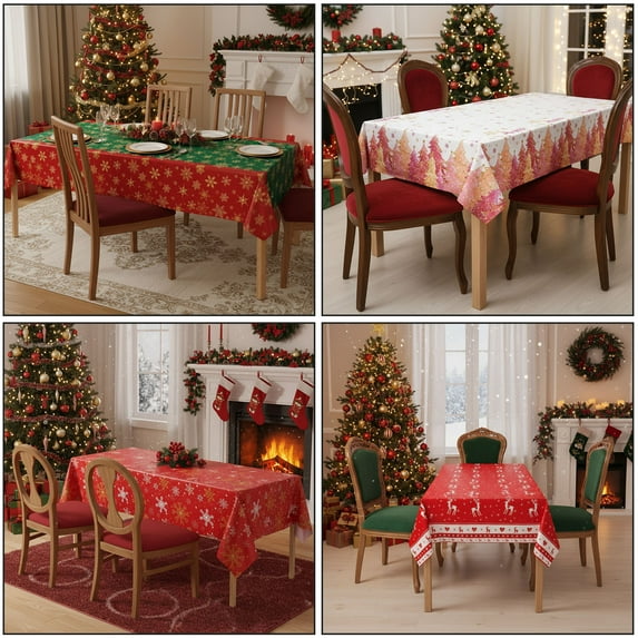 Xuniizn Christmas Tablecloth Wrinkled Cheesecloth Christmas Tablecloths - Bohemian Christmas Table Cloth Rectangular Table Cover for Holiday, Wedding Party Christmas Decorations for Home