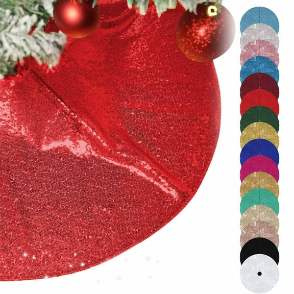 Xuniizn Christmas Tree Skirt Blue 100%Polyester Tree Skirts for Xmas Decor, Party Festive Merry Christmas Decorations for Home, 24"