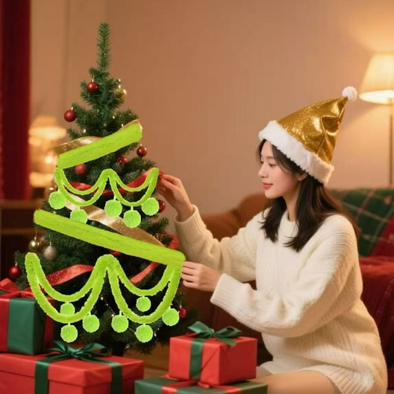 Xuniizn Christmas Tree Skirt Green 100%Polyester Tree Skirts for Xmas Decor, Party Festive Merry Christmas Decorations for Home, 39"