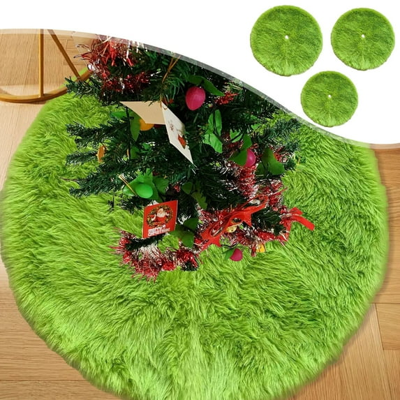 Xuniizn Christmas Tree Skirt Green Cotton Tree Skirts for Xmas Decor, Party Festive Merry Christmas Decorations for Home, 35"