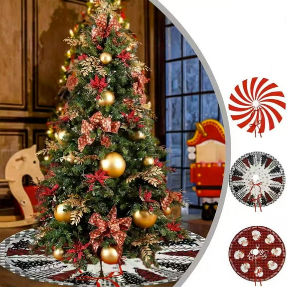 Xuniizn Christmas Tree Skirt Multicolor Short Plush Tree Skirts for Xmas Decor, Party Festive Merry Christmas Decorations for Home, 47"
