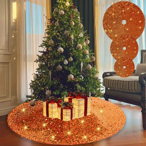 Xuniizn Christmas Tree Skirt Red 100%Polyester Tree Skirts for Xmas Decor, Party Festive Merry Christmas Decorations for Home