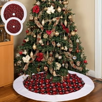 Xuniizn Christmas Tree Skirt Red Polyester Tree Skirts for Xmas Decor, Party Festive Merry Christmas Decorations for Home, 24"