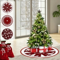 Xuniizn Christmas Tree Skirt Red Polyester Tree Skirts for Xmas Decor, Party Festive Merry Christmas Decorations for Home, 30"