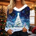 thumbnail image 1 of Xuniizn Christmas Ugly Shirts for Women, Christmas Tree Printed Long Sleeve Fuzzy V Neck Cute Pullover Sweatshirts, Lightweight Soft Comfortable Warm Festival Casual Sweaters, 1 of 4