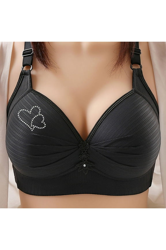 Horkkom Under $1 Bras for Women Breathable Lace Gatherd Wireless Bars Seamless Womens Bras Mesh Straps Support Womens Comfort Bras S-4XL, Gifts for Women