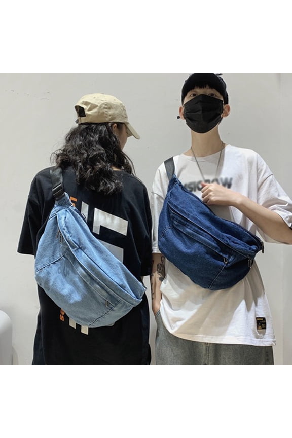 Crossbody Bags for Women, Sling Bag for Women with Anti-Theft Pocket, Multi-Functional Sling Backpack & Fanny Pack, Lightweight Cross Body Bag for Travel, Daily, Denim Fabric, Dark Blue