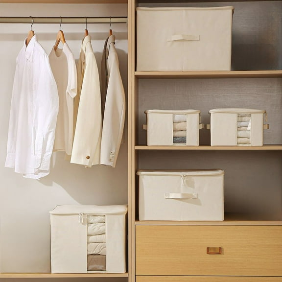 Xuniizn Cube Storage Organizer, Shelf Unit with Fabric Storage Bins - Modular Cube Storage & Collapsible Storage Cubes for Home Organization, Closet, Office, Nursery, 60%Cotton, 40%Linen, Beige