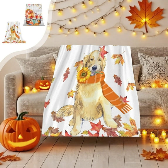 Xuniizn Fall Blanket, Soft Fall Throw Blanket 28x39" Maple Leaves Fall Blankets and Throws for Thanksgiving, Light Weight Fleece Blankets for Couch Sofa Bed Chair Dorm, Fall Decorations for Home