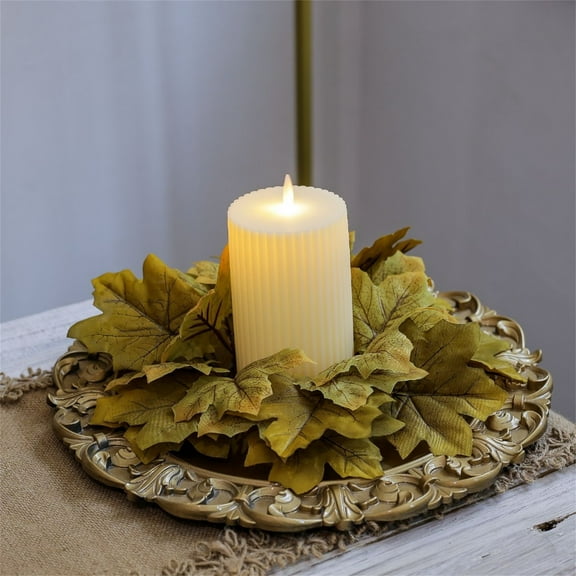 Xuniizn Fall Candle Rings, Mini Artificial Maple Leaves Thanksgiving Day Candle Rings Fall Wreath for Fall Candle, Cup, Vase, Party Tabletop Fall Decor, Fall Decorations for Home