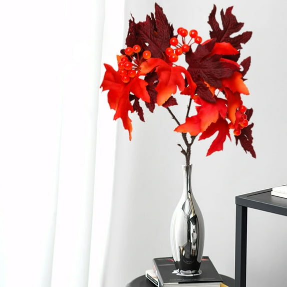 Xuniizn Fall Flowers, Maple Leaves Artificial Flowers for Outdoors Indoor Fake Flowers for Thanksgiving Wedding Tables Centerpiece Party Decor, Fall Decorations for Home