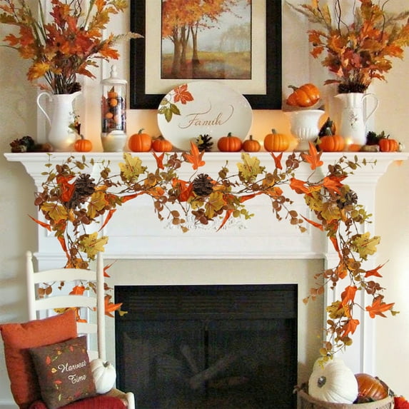 Xuniizn Fall Garland Maple Leaf, Fall Decorations for Home, 71" Hanging Vine Fall Leaves Garland for Fall Decor, Thanksgiving Decoration for Home Wedding Fireplace Party Christmas