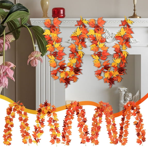 Xuniizn Fall Garland Maple Leaf, Fall Decorations for Home, Hanging Vine Fall Leaves Garland for Fall Decor, Thanksgiving Decoration for Home Wedding Fireplace Party Christmas (5.7Ft)