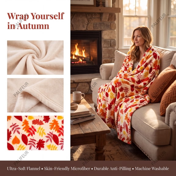 Xuniizn Fall Throw Blanket Breathable Fleece Blanket,28x39" Soft & Skin-Friendly High-Density Fall Blanket Warm, Heat-Locking, Machine-Washable, A Cozy Choice for Autumn & Winter Home Use